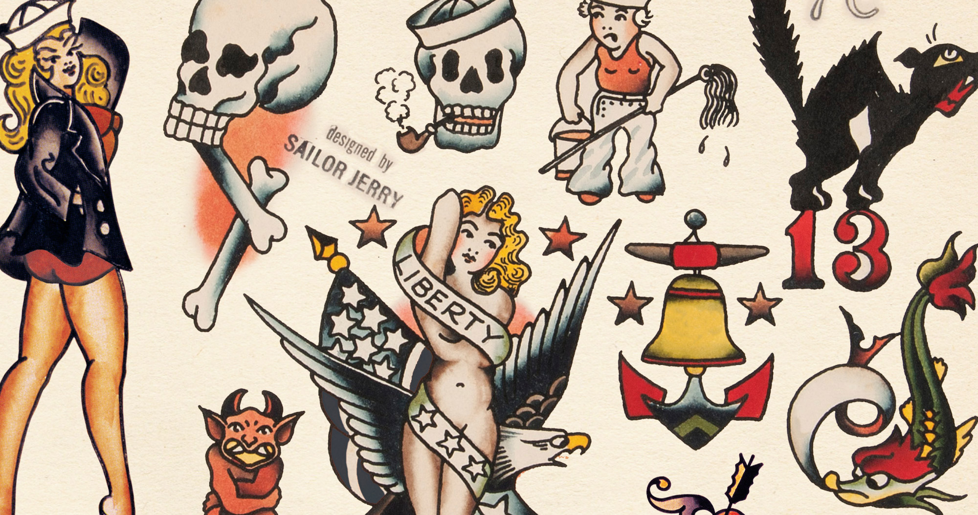 Buy Sailor Jerry Tattoo Designs flash 3 Giclee Poster Print Online in India   Etsy