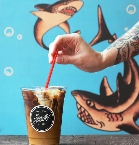 Sailor Jerry rum spiked iced coffee drink